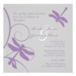 Silver and Lavender Dragonfly Wedding Invitation