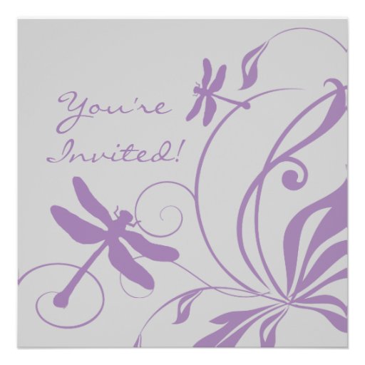 Silver and Lavender Dragonfly Wedding Invitation