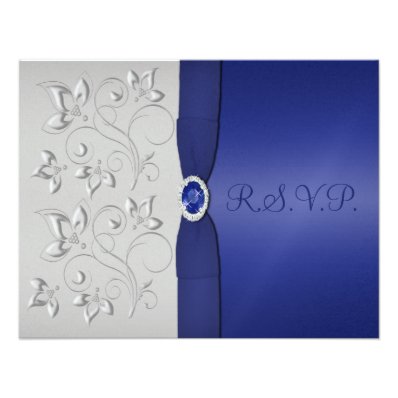 Silver and Navy RSVP Card Personalized Announcements