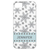 Silver and Pale Blue Snowflake iPhone 5 Cases
