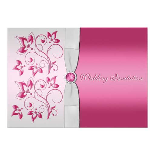 Silver and Pink Floral Invitation