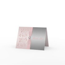 Silver and Pink Floral Love Knot Thank You Note Greeting Card