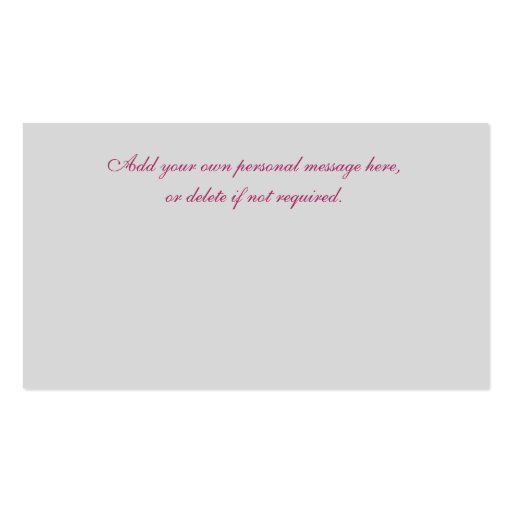 Silver and Pink Floral Wedding Favor Tag Business Card Template (back side)