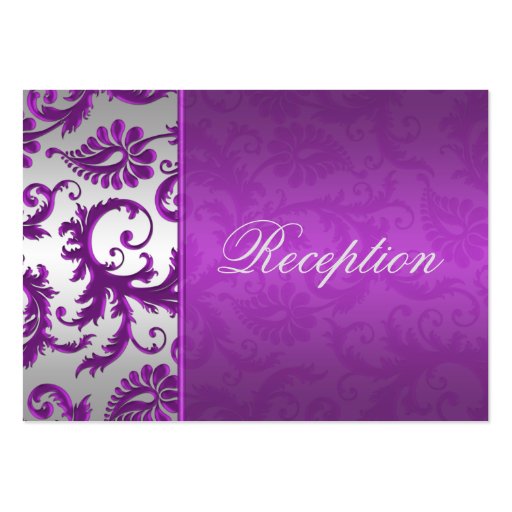 Silver and Purple Damask II Enclosure Card Business Card Template