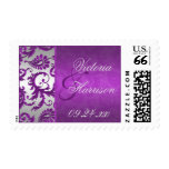 Silver and Purple Damask II Wedding Postage