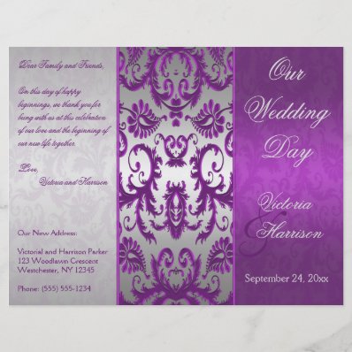 Silver and Purple Damask II Wedding Program 8.5" X 11" Flyer