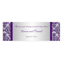 Silver and Purple Damask Wedding Favor Tag Business Card Template
