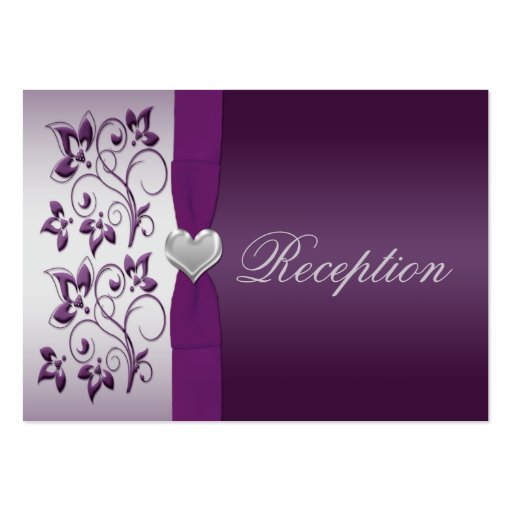 Silver and Purple Floral Enclosure Card Business Cards (front side)