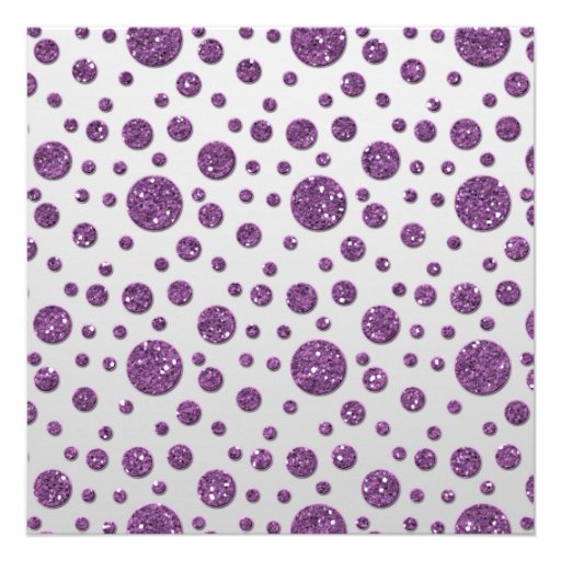 Silver and Purple Glitter Polka Dot Sweet Sixteen Custom Announcements