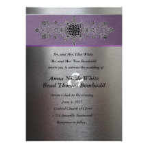Silver and Purple Metallic Wedding Invitation