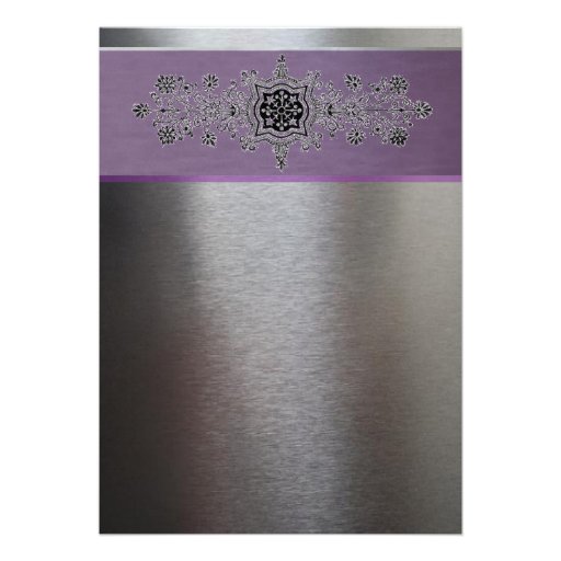Silver and Purple Metallic Wedding Invitation
