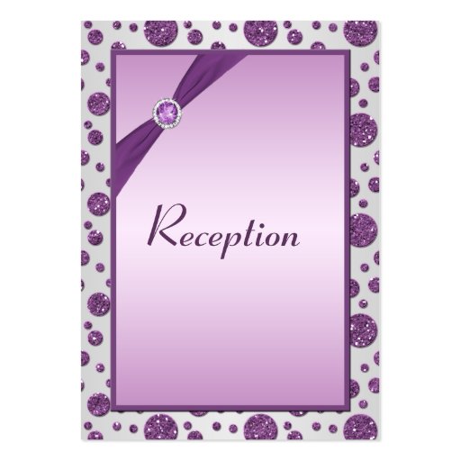 Silver and Purple Polka Dots Enclosure Card Business Card Template (front side)