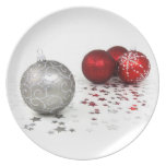 Silver and Red Christmas Dinner Plates