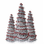 Silver and Red Christmas Tree Holiday Ornaments Photo Sculpture
