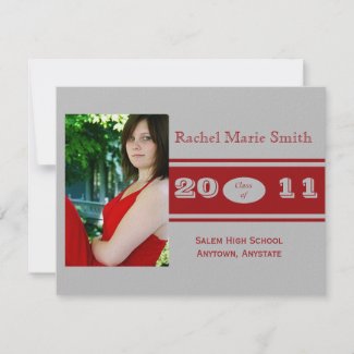 Silver and Red Class Band Graduation invitation