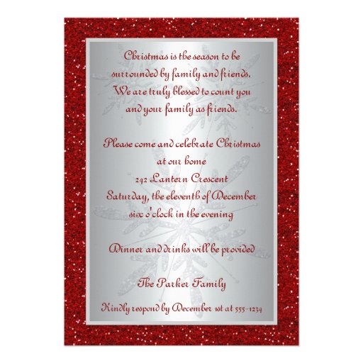 Silver and Red Snowflake Holiday Party Invitation