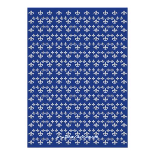 Silver and Royal Blue Fleur de Lis Graduation Card