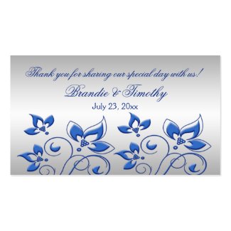 Silver and Royal Blue Floral Wedding Favour Tag profilecard