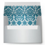Silver and Teal Damask Envelope for 5"x7" Sizes