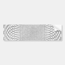 Silver and White Distorted Checkered Pattern Bumper Sticker