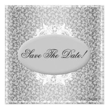 Silver and White Floral Save The Date  Invitation