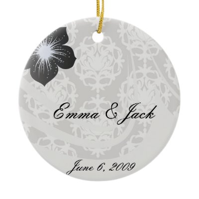 silver and white ornate damask christmas tree ornament by dooni damask