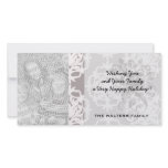 silver and white ornate damask photo greeting card