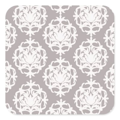 silver and white ornate damask stickers by dooni damask