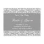 Silver and White Personalized Damask Save the Date Post Card