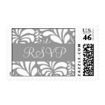 Silver and White RSVP Fern Flora Postage postage