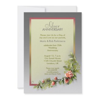 silver anniversary beautiful elegant invitation invitation