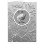 Silver Anniversary Card -- Silver Flowers