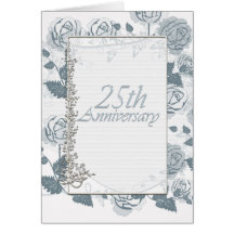 Silver Anniversary Celebrating 25 Years Roses Greeting Cards