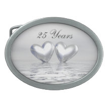 Silver Anniversary Hearts Belt Buckles