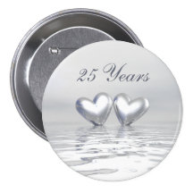 Silver Anniversary Hearts Buttons