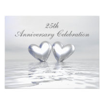 Silver Anniversary Hearts Custom Invite