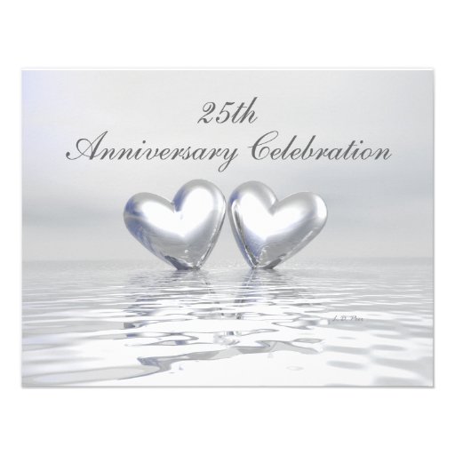 Silver Anniversary Hearts Custom Invite
