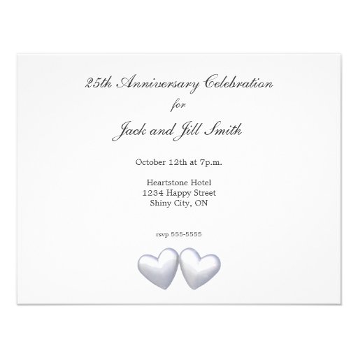 Silver Anniversary Hearts Custom Invite