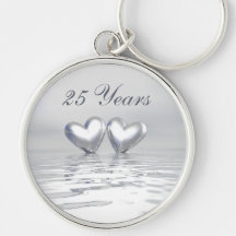 Silver Anniversary Hearts Keychain