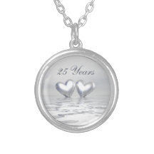 Silver Anniversary Hearts Necklaces