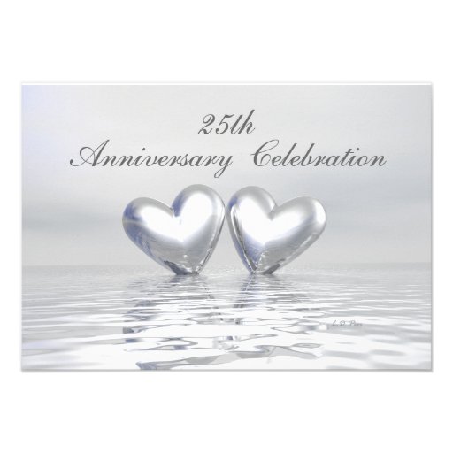 Silver Anniversary Hearts Personalized Invite