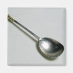 Silver apostle spoon with gold seal top, 1668 refrigerator magnets