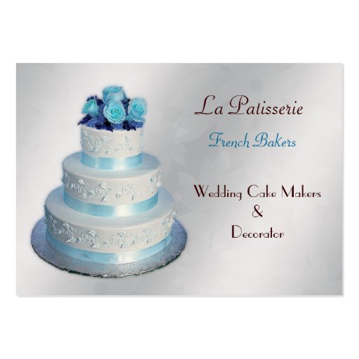 silver aqua Wedding Cakemakers business Cards (front side)