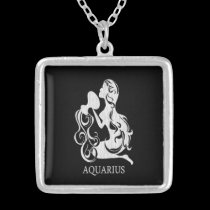 Silver Aquarius Water Bearer Zodiac Locket necklaces