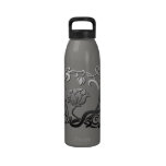 Silver Art Nouveau Flower Water Bottle