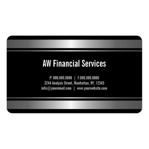 Silver Bar Borders Black Accountant Business Cards (back side)