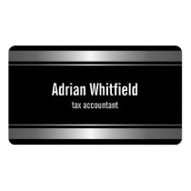 Silver Bar Borders Black Accountant Business Cards