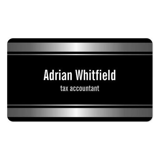 Silver Bar Borders Black Accountant Business Cards (front side)