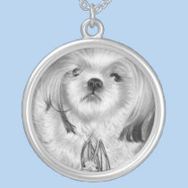Silver bells puppy Necklace necklaces