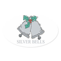 Silver Bells Oval Stickers